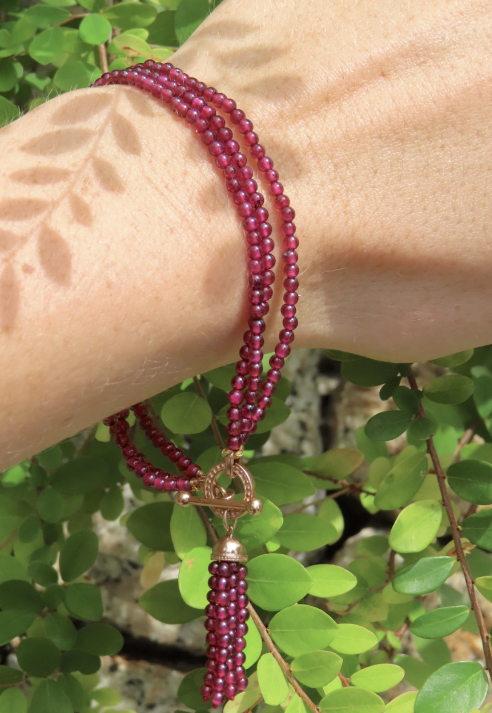 Garnet Tassel Bracelet