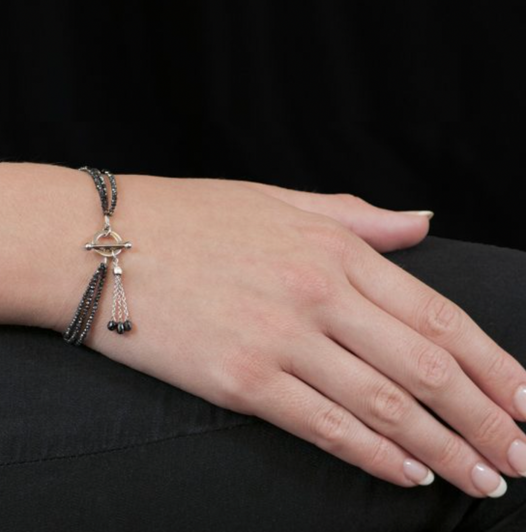 Three-Row Black Diamond Bracelet